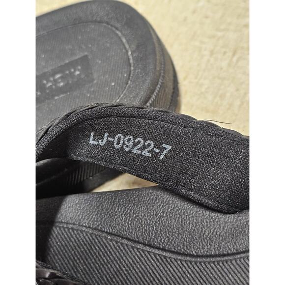 High Tide Women's Comfort Thong BLACK Flip Flops Woven Leather Neutral - Picture 4 of 8